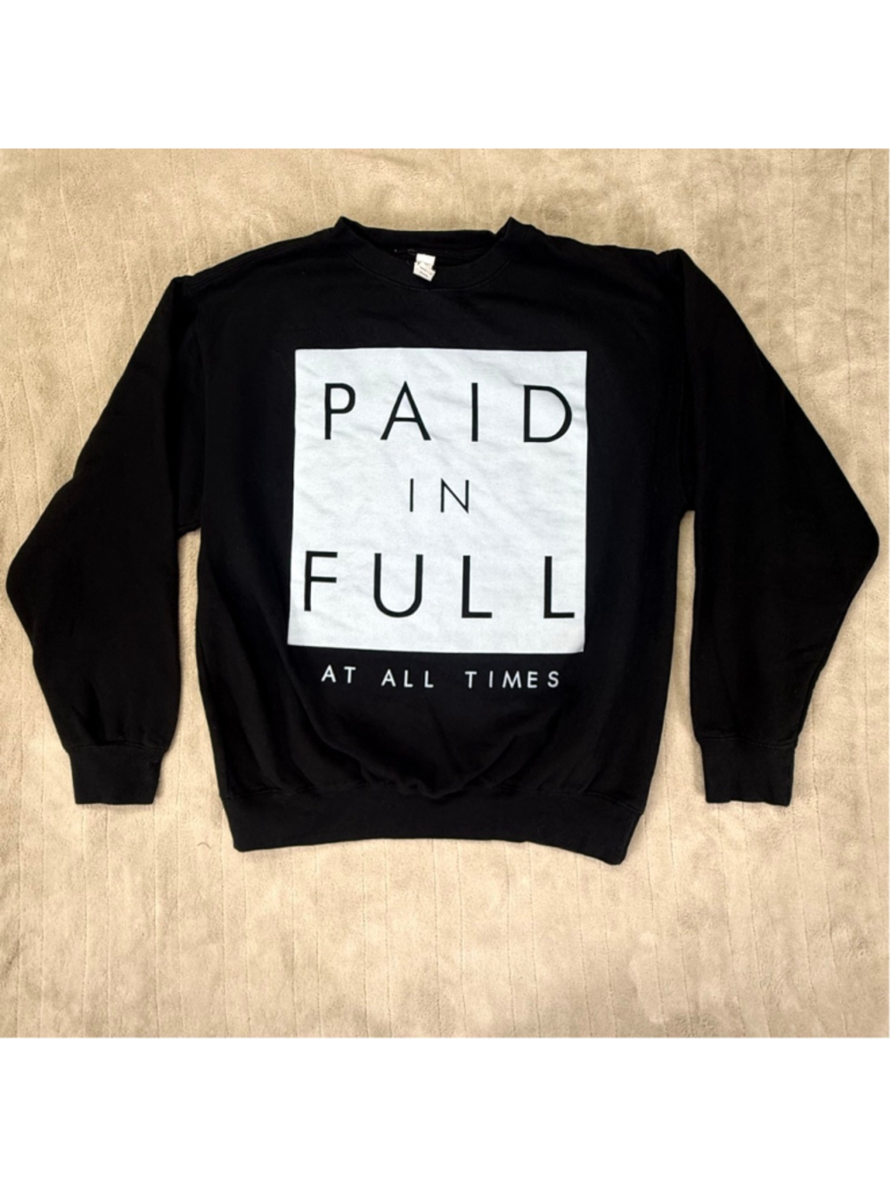 Men's Flying Horse Black Paid In‎ Full Graphic Sweatshirt Large